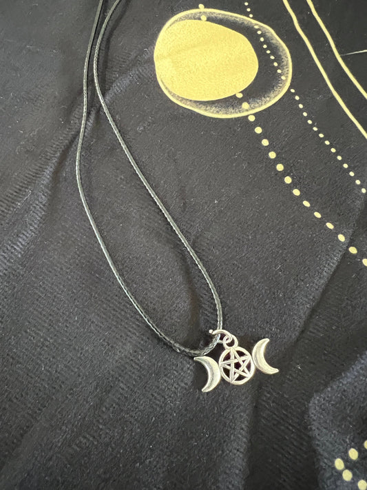 Ethereal Silver Celestial Star & Crescent Moon Necklace - A Cosmic Treasure